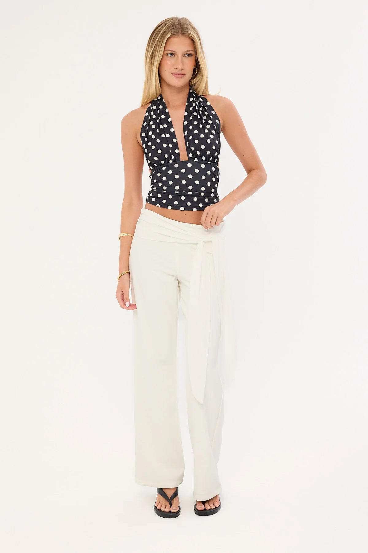 Luck & Trouble Connie Tie Low Rise Pant Cream