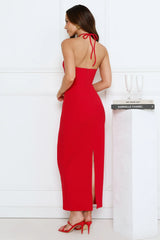 Flower Fling Halter Maxi Dress Red