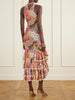 Ruffled paisley-print chiffon midi dress