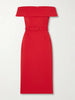 Precious off-the-shoulder belted crepe midi dress