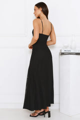 Candlelight Kisses Mesh Maxi Dress Black