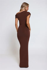 Dearest Desire Off Shoulder Maxi Dress Chocolate