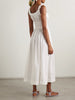 Emmaretta tie-detailed shirred cotton-voile midi dress
