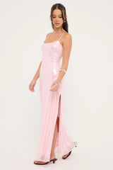 Luck & Trouble Glisten Sequin Maxi Dress Light Pink