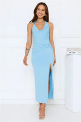 Sunbeam Spin Halter Maxi Dress Blue