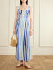 Azzurra Ikat striped cotton midi dress