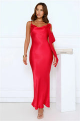 Lover Of Luxe Satin Maxi Dress Red