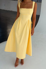 Chantelle Square Neck Midi Dress - Yellow
