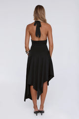 Glowberry Halter Midi Dress Black