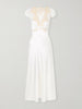 Coraline corded lace-trimmed silk-satin midi dress