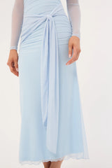 Luck & Trouble Elyse Off Shoulder Long Sleeve Maxi Dress Blue