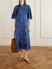 Aster embroidered denim midi dress