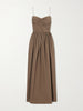 Gathered organic cotton-poplin midi dress