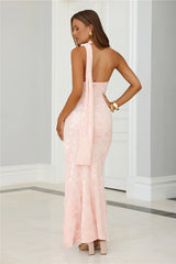 Velvet Petals Halter Maxi Dress Pink