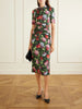 Floral-print ruched jersey midi dress