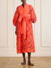 Bow-detailed embroidered poplin and lace midi dress