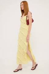 Luck & Trouble Chiffon Ruffle Maxi Dress Lemon