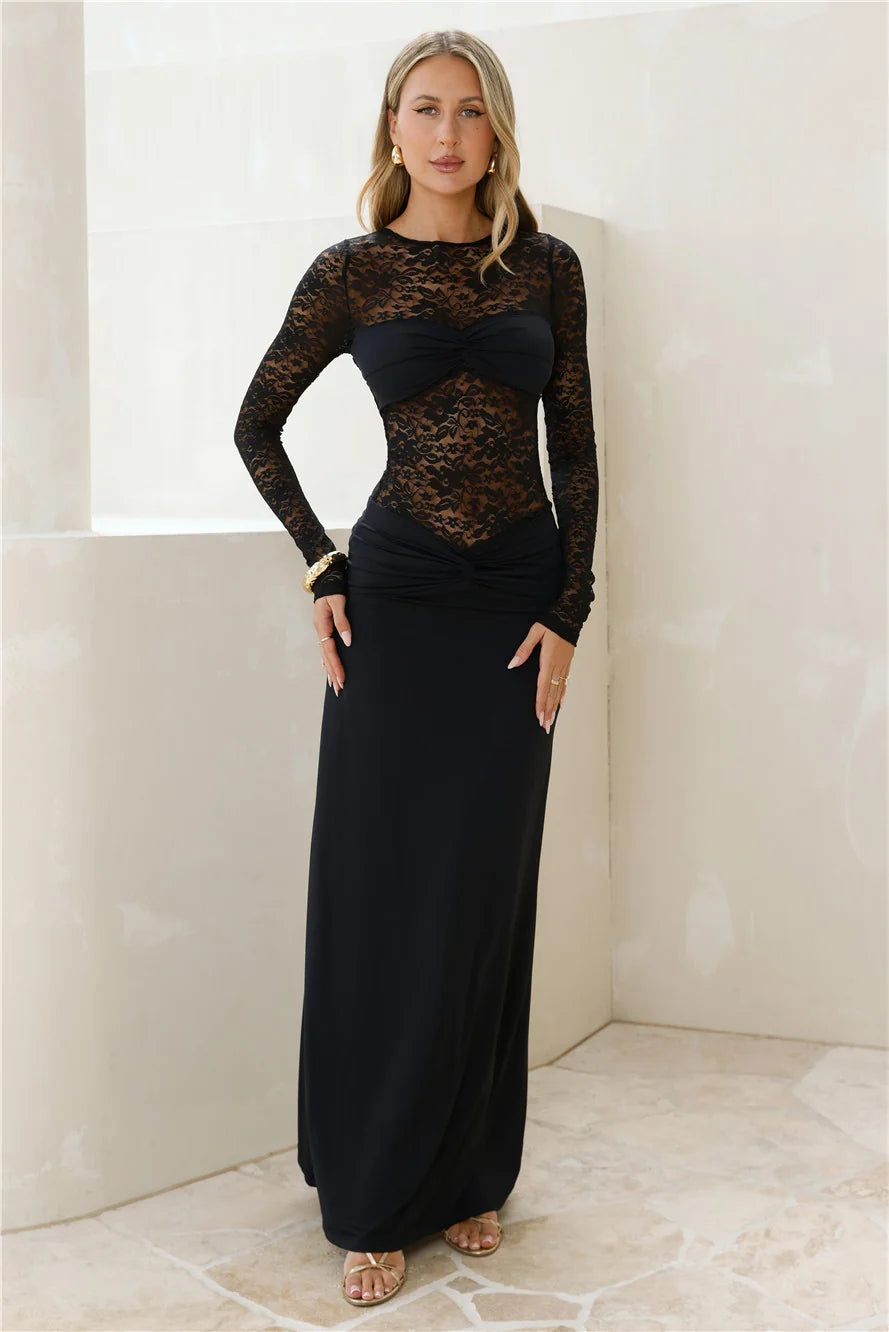 Larna Sleeved Maxi Dress Black