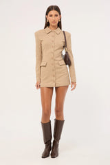 Lioness Cheri Mini Dress Tan Plaid