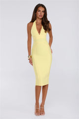 Not Your Girl Bandage Midi Dress Yellow