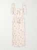 Floral-print silk-satin midi dress