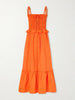 Alberica ruffled tiered shirred cotton-poplin midi dress