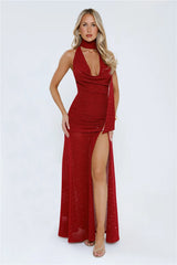Wildflower Way Knit Sequin Maxi Dress Wine