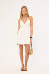 Luck & Trouble Molly Ruched Mini Dress White