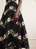 Floral-print faille and lace midi dress