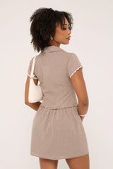 Luck & Trouble Frankie Cap Sleeve Mini Dress Brown Gingham