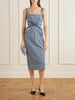 Striped ruched cotton-blend midi dress