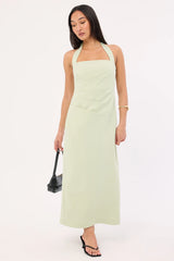 Perfect Stranger Lucette Halter Suiting Midi Dress Mint