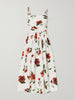 Belted pleated floral-print cotton-blend poplin midi dress