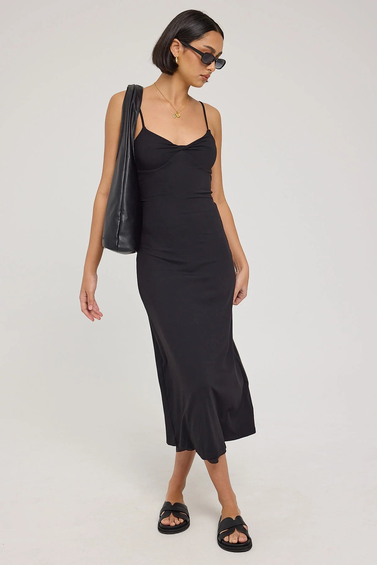 Luck & Trouble Cindi Jersey Midi Dress Black