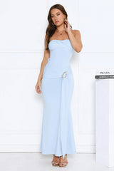 Luxe Rendezvous Strapless Maxi Dress Blue