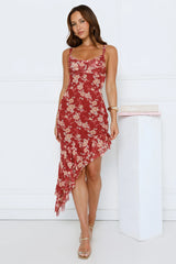 Cherry Notes Midi Dress Red