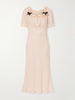 Ruffled bow-embellished silk-jacquard midi dress