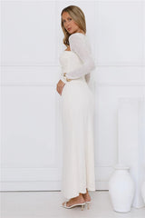 Hot Girl Habits Long Sleeve Maxi Dress Beige