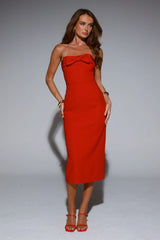 Love Emotions Strapless Midi Dress Red