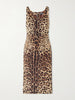 Leopard-print silk-blend satin midi dress