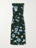 Floral-printed cotton-blend faille midi dress