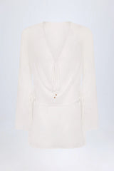 Cowl-Neck Mini Dress in White