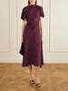 Draped satin-jersey midi dress