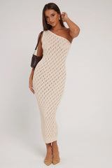 Sndys The Label Claire One Shoulder Maxi Dress Sand