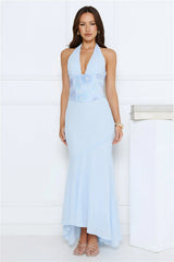 Silver Lining Love Halter Maxi Dress Blue