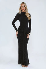 Sophisticated Style Long Sleeve Maxi Dress Black