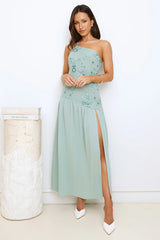 Love’s Secret Garden One Shoulder Maxi Dress Green