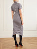 Logo-embroidered Striped gathered cotton jersey midi dress