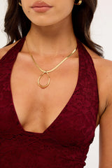 Luck & Trouble Heather Halter Mini Dress Burgundy