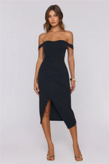 Editorial Mood Off Shoulder Midi Dress Black